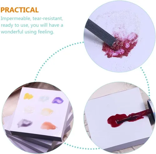 Miniatura 5 de minkissy Maquillaje coreano de maquillaje coreano, 100 paletas desechables para arte de uñas, almohadilla de papel de mezcla de maquillaje