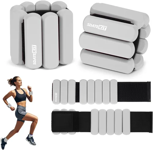 Pesas ajustables de muñeca y tobillo para mujeres y hombres, paquete de 2 (1 libra cada una), brazalete de silicona con peso para pilates, gimnasio,