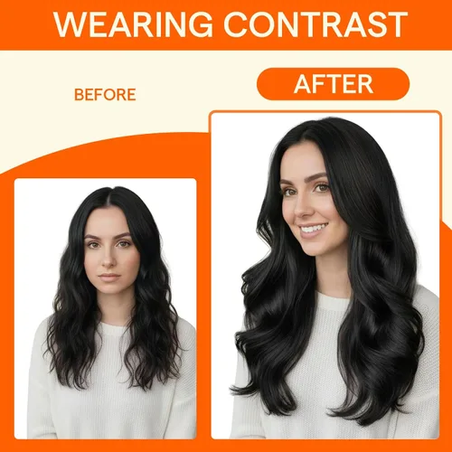 Miniatura 5 de Full Shine Ktip - Extensiones de cabello humano, 22 pulgadas, 1.76 onzas, 50 hebras de color 1 negro azabache, cabello lacio natural, mezcla sin