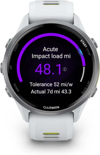 Miniatura 6 de Garmin Forerunner 955, reloj inteligente para correr con GPS, adaptado a triatletas, batería de larga duración, Whitestone con auriculares blancos