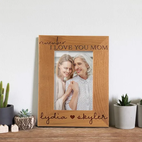 Miniatura 5 de Marco de fotos personalizado para regalos de mamá de hija e hijo, 4 x 6, 5 x 7, 8 x 10 pulgadas, marco de fotos personalizado de madera de aliso