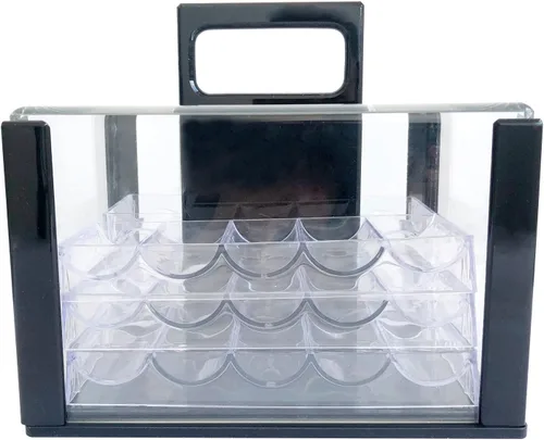 Miniatura 5 de Yuanhe Deluxe Acrylic Poker Chip Case Poker Chip Carrier(600 Chips Capacity)-With 6 Chip Racks/Chip Trays