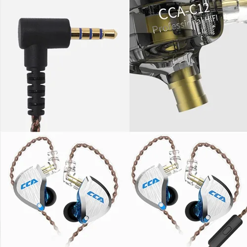 Miniatura 6 de CCA C12 - Monitores auditivos 5BA 1DD híbridos HiFi IEM auriculares con aislamiento de ruido estéreo con cable para músicos, audiófilos, cantantes DJ