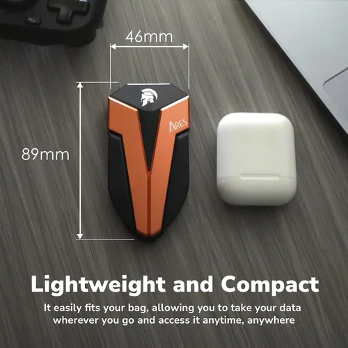 Miniatura 3 de DATO SSD externo de 1 TB, ARES Amber Shield SSD portátil con LED, hasta 1600/1500 MB/s, compatible con OTG, IP67 impermeable USB 3.2 Gen 2x2 tipo C