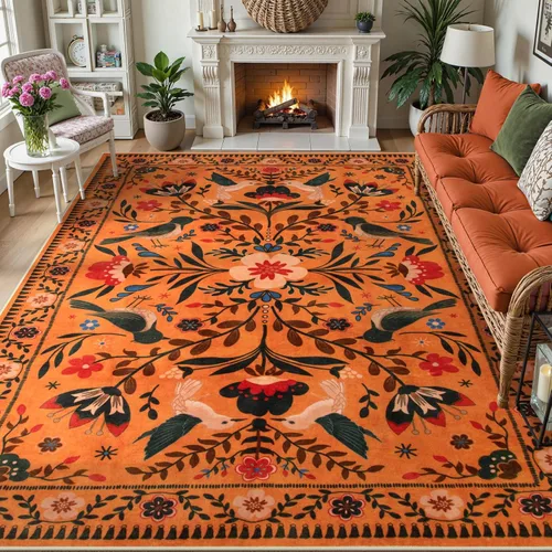 Miniatura 16 de Moynesa Alfombra para sala de estar, de 5 x 7 pies, lavable, moderna, color verde cabaña, para dormitorio, comedor, alfombra estética de granja