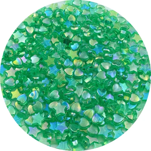 Miniatura 11 de 350 cuentas acrílicas de corazón y estrella, corazones de 0.394 pulgadas, estrellas de 0.394 pulgadas, espaciadores para pulseras, collares, aretes