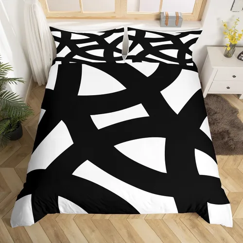 Miniatura 31 de Manfei Juego de ropa de cama de silueta de ciervo, tamaño individual, funda de edredón con patrón de flechas y cuernos con 1 funda de almohada