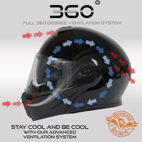 Miniatura 4 de Milwaukee Helmets Avanzados cascos modulares de motocicleta de cara completa para motorista con visera desplegable - XS