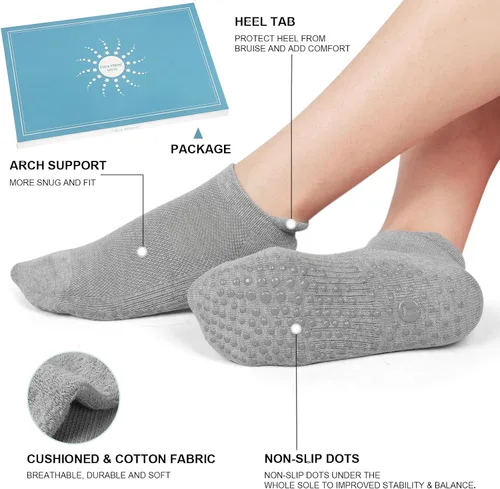 Miniatura 4 de Calcetines de pilates para mujer, calcetines acolchados antideslizantes para yoga, hospital, barras, deportes para el hogar, calcetines 24 pares