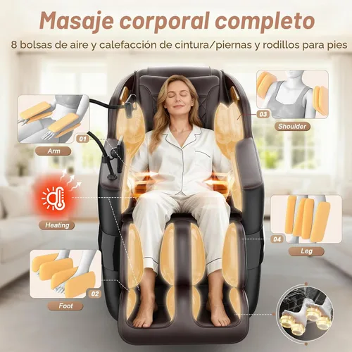 Miniatura 5 de FURNIMAT Silla de masaje de cuerpo completo, silla de masaje Shiatsu 3D SL-Track de gravedad cero con control AI, escaneo corporal, bolsas de aire