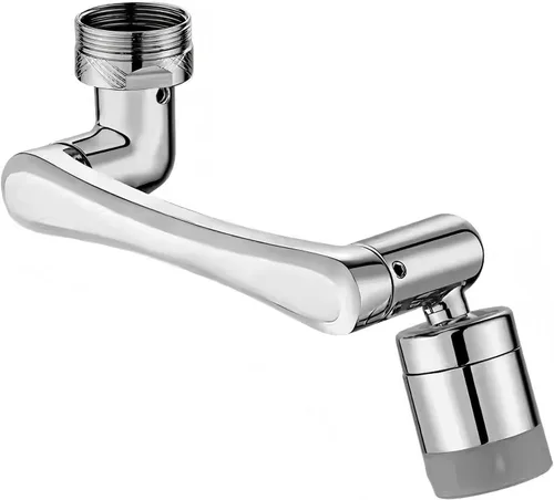 Extensor de grifo giratorio de 1080°, aireador de fregadero con acabado cromado con brazo robótico universal, accesorio de pulverización