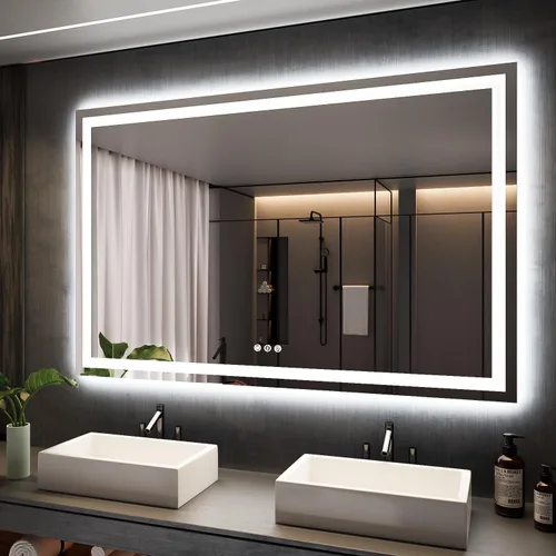 Miniatura 16 de ISKM Espejo LED con marco para baño de 40"x30", espejo de baño LED regulable con luces, antivaho, espejo iluminado frontal y retroiluminado de 3