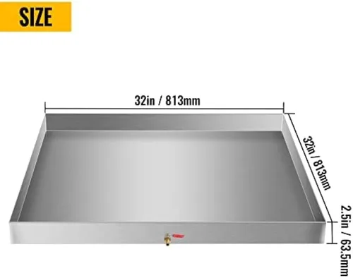 Miniatura 2 de Bandeja de drenaje galvanizada para lavadora con accesorio de drenaje de PVC, prevención de daños por agua, sin fugas con orificio de drenaje y 32 x