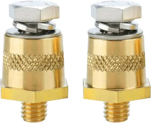 Miniatura 8 de Ampper Postes de carga de terminal de batería de latón macho de rosca M8, adaptador de poste de batería M8 (+/-) para extensión, paquete de 2 M8