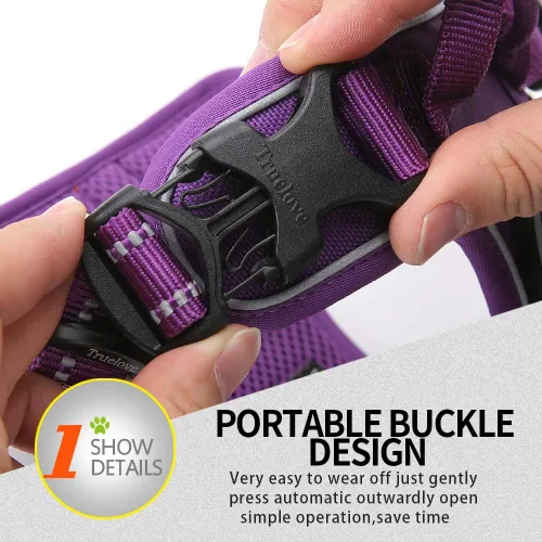 Miniatura 3 de JUXZH Truelove Arnés para perro sin tirones con mango de fácil control y 2 accesorios para correa, chaleco reflectante ajustable para mascotas