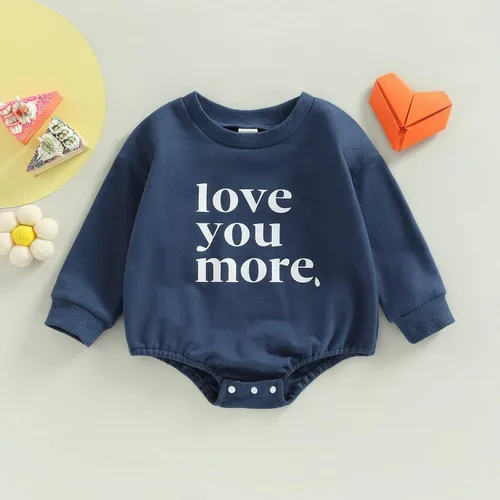 Miniatura 2 de Enterizo de manga larga con estampado de letras para bebés, niñas y niños