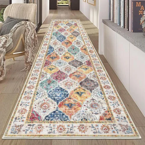 Miniatura 77 de HEBE Alfombra Pasillo 2'x10' Lavable Vintage Desgastada Alfombras de Área Antideslizante Alfombra de Lavandería Boho Alfombras de Piso para Pasillos