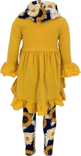 Miniatura 3 de Unique Baby Conjunto de 3 piezas con estampado de girasol y margaritas, Amarillo