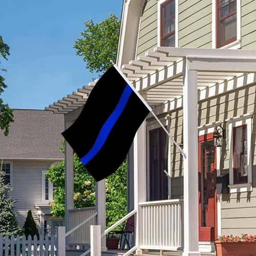 Miniatura 4 de Swono Bandera delgada de línea azul de 3 x 5 pies, bandera de policía simple de doble cara con ojales de latón Colorname-32