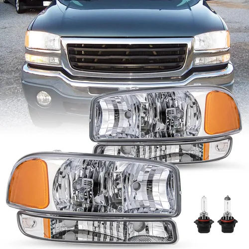 Miniatura 18 de SOCKIR 6 piezas para 1999-2002 GMC Sierra 00-06 Yukon conjunto de faros y luces antiniebla + faro delantero de parque/señal LH+RH con bombillas