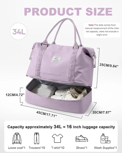 Miniatura 10 de Bolsa de viaje para mujer, bolsa deportiva para gimnasio, H-Negro