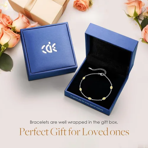 Miniatura 28 de CDE Pulsera de piedra natal para mujer, plata de ley 925, con eslabones de mal de ojo, gótico, negro, angular, con circonita cúbica, aniversario