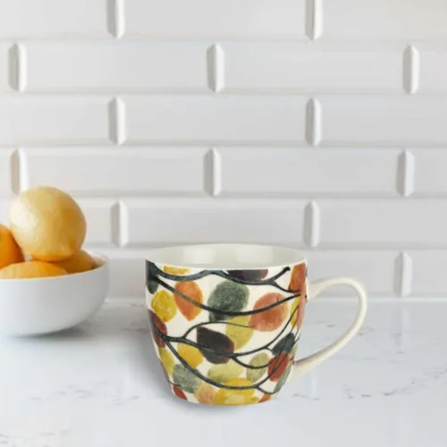 Miniatura 2 de Pimpernel Taza de porcelana de hojas bailarinas de 16 onzas – Taza de café y té con obras de arte inspiradas en la naturaleza, vajilla grande