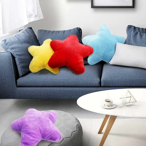 Miniatura 2 de Almohada de felpa en forma de estrella, bonita almohada 3D para dormitorio, sofá, silla, cojín decorativo estético (amarillo)