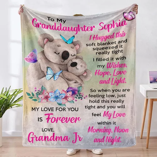 Miniatura 10 de Manta Personalizada para Mi Nieta de Abuela Mamá Abuelo, Manta Personalizada con Letras de Tortuga Edredones Microforro Polar Manta de Vellón