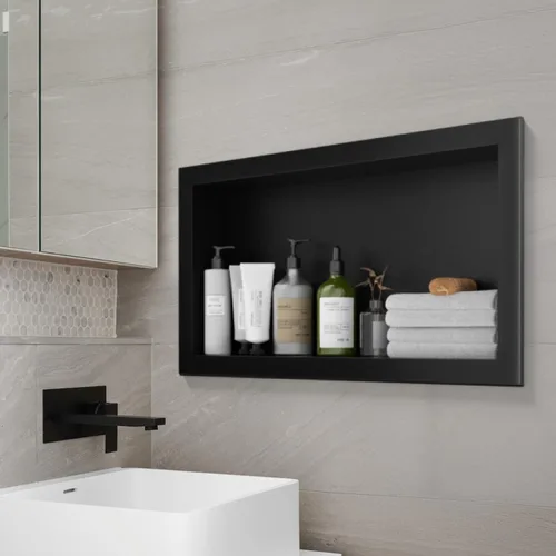 Miniatura 8 de Nicho de ducha de acero inoxidable de 12 x 24 pulgadas, estantes individuales impermeables, organizador de baño sin azulejos, estante de pared