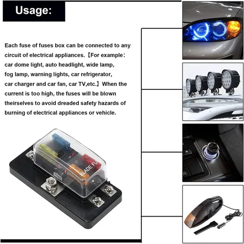 Miniatura 4 de Caja de fusibles de hoja DC 12 V 24 V 4 vías con bloque indicador LED para coche barco marina Caravana circuito estándar ATO enviar fusibles