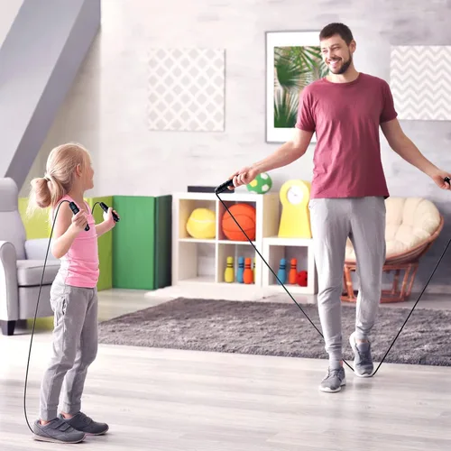 Miniatura 5 de Cuerda de saltar sin enredos de velocidad rápida, cable de salto con rodamientos de bolas para mujeres, hombres y niños, cuerda de saltar de acero