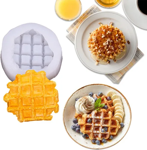 Miniatura 6 de Molde de silicona grande para waffle, moldes para velas de gofres, molde de jabón en forma de gofre, molde de chocolate artificial