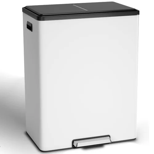 Miniatura 11 de GAOMON Cubo de basura doble de cocina y cubo de reciclaje, 2 x 4 galones, cubo de basura de acero inoxidable, 30 litros, contenedor