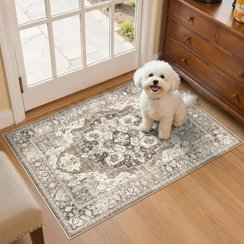 Miniatura 2 de YOUFORTONG Alfombra Lavable de 2 x 3 Pulgadas para Entrada: Alfombra Antideslizante Vintage para Interiores con Respaldo de Goma para Sala de Estar