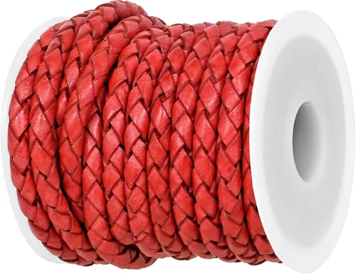 Miniatura 13 de GENIQUE Cuerda de Cuero Trenzada Redonda Genuina Real, Cuerda de Cuero para Manualidades, Hacer Joyería, Collar, Pulsera (5 Metros)