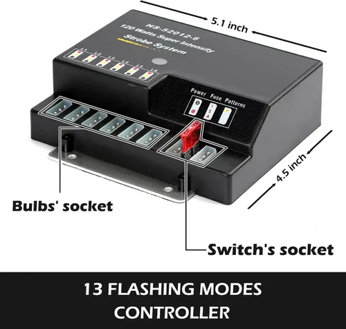 Miniatura 4 de Kit de Luces Estroboscópicas Ocultas con 6 Bombillas HID, 13 Modos Intermitentes, Función de Memoria, Cable de Alimentación de 16 Pies con Blanco 6