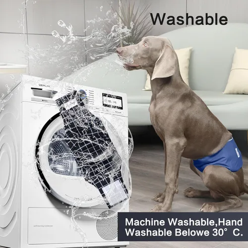 Miniatura 8 de JoyDaog Bandas reutilizables para el vientre para perros machos Pañales, paquete de 5 pañales lavables de primera calidad para perros machos