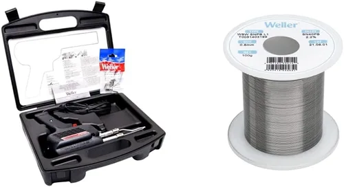 Weller D550PK Kit de pistola de soldadura profesional de 260 vatios/200 W con tres puntas y soldadura en estuche de transporte con alambre de