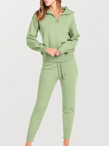 Miniatura 3 de ANRABESS Conjunto de dos piezas para mujer, suéter de manga larga y pantalones con cordón