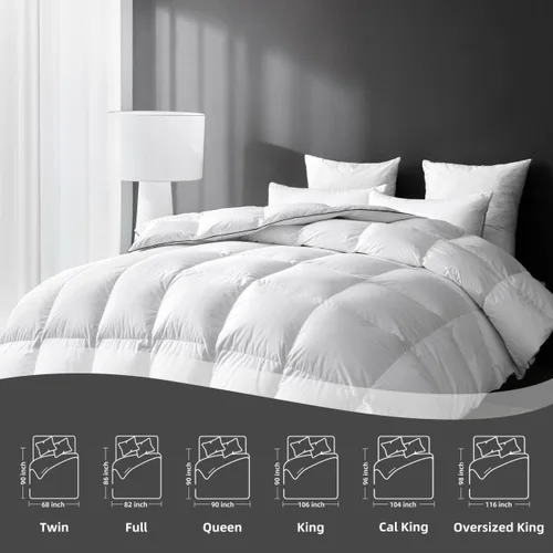 Miniatura 6 de Edredón de fibra de plumón de ganso tamaño King, relleno de edredón esponjoso prémium para todas las estaciones, edredón de cama de hotel 100%