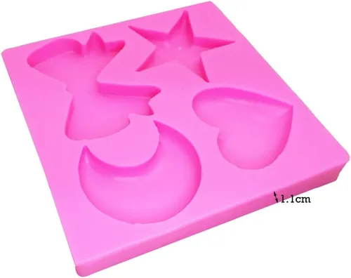 Miniatura 3 de Molde de silicona para chocolate, dulces y pasteles, forma de corazón, luna, estrella, lazo, grado alimenticio, reutilizable, resistente a altas