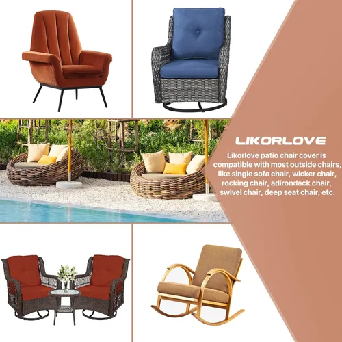 Miniatura 8 de Likorlove Fundas Impermeables para Sillas de Patio – 29" An x 30" Pr x 30" Al, Fundas 600D Resistentes para Muebles de Exterior para Sillas