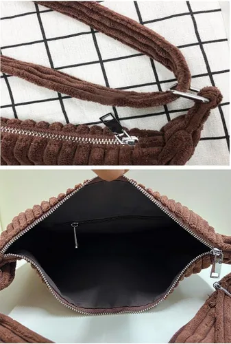 Miniatura 6 de Bolso Hobo de pana pequeño para mujer, con correa ancha, bolso cruzado para el hombro, bolso casual para uso diario