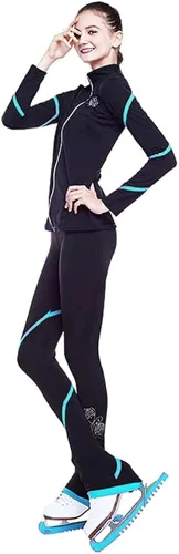 Miniatura 3 de Chaqueta de patinaje artístico en espiral, pantalones de forro polar para niñas, pantalones negros para mujer, Negro