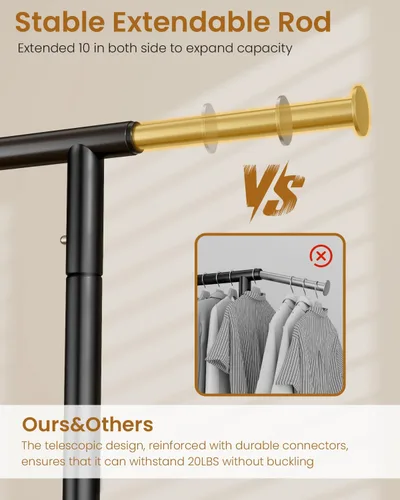 Miniatura 4 de Perchero de Ropa Resistente, Perchero de Ropa de Metal con Capacidad de 450 Libras, Percheros Rodantes para Colgar Ropa con Ruedas Bloqueables