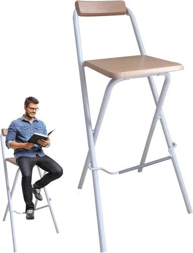 Taburete de bar plegable de 30 pulgadas con respaldo, silla alta plegable, altura de mostrador, taburete de bar para cocina, oficina, fiesta, altura