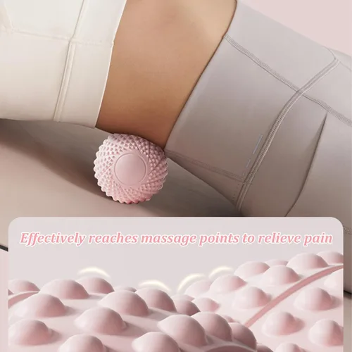 Miniatura 5 de Bola de masaje de maní para tejido profundo, terapia de punto de activación, liberación miofascial - Rodillo de espuma de lacrosse doble para Rosado