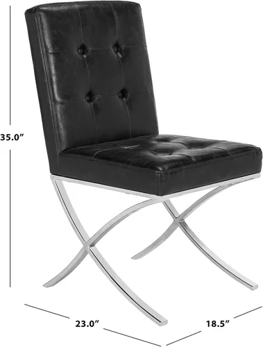 Miniatura 10 de Safavieh Home Walsh - Silla auxiliar de piel sintética negra y cromada