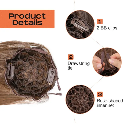 Miniatura 6 de SEIKEA Pieza de Cabello de Cola de Caballo para Porristas, 10" Lisa Resistente a los Enredos Suave Rubio Natural Extensión de Cola de Caballo